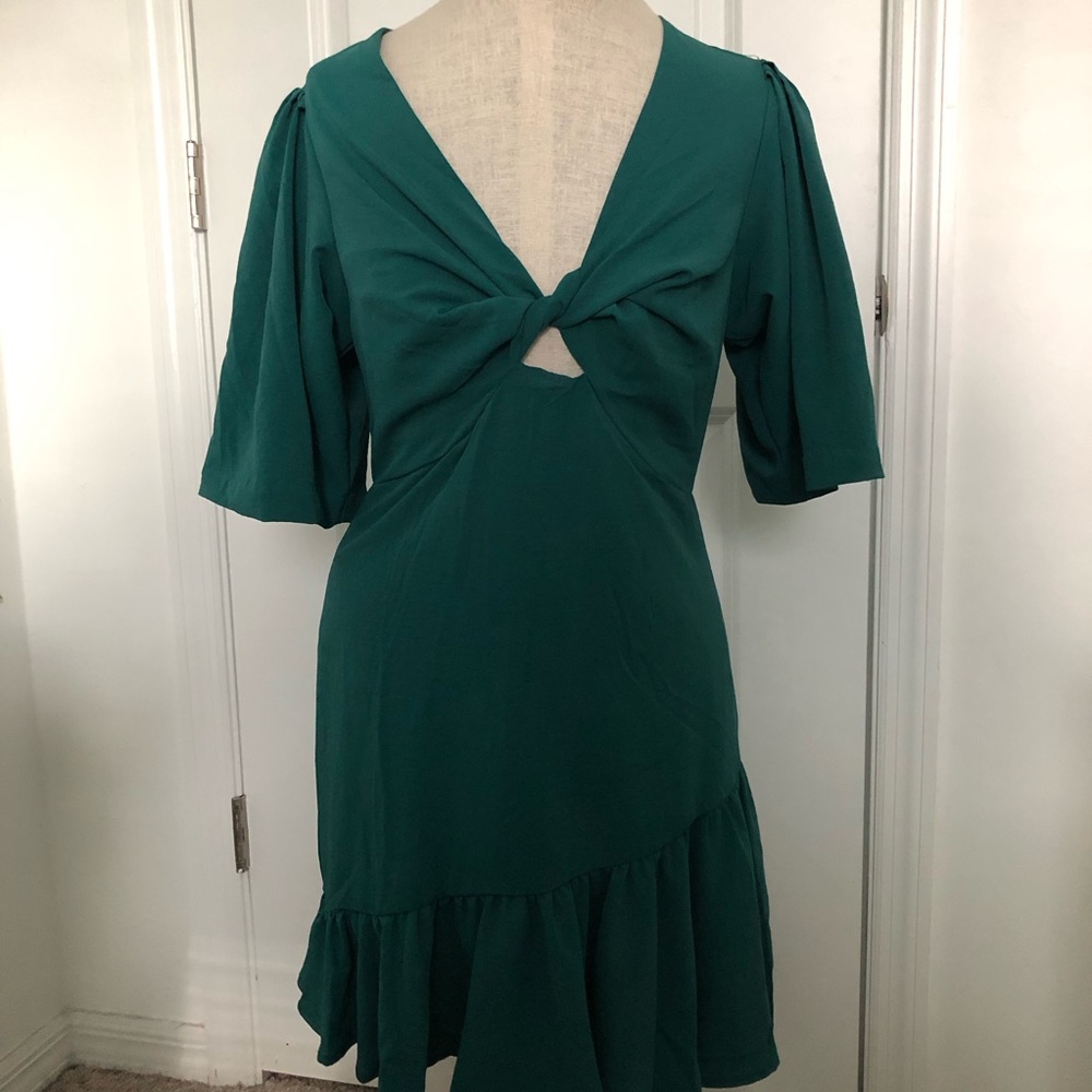 Iris Maxi Deep Green Dress with Twist Front